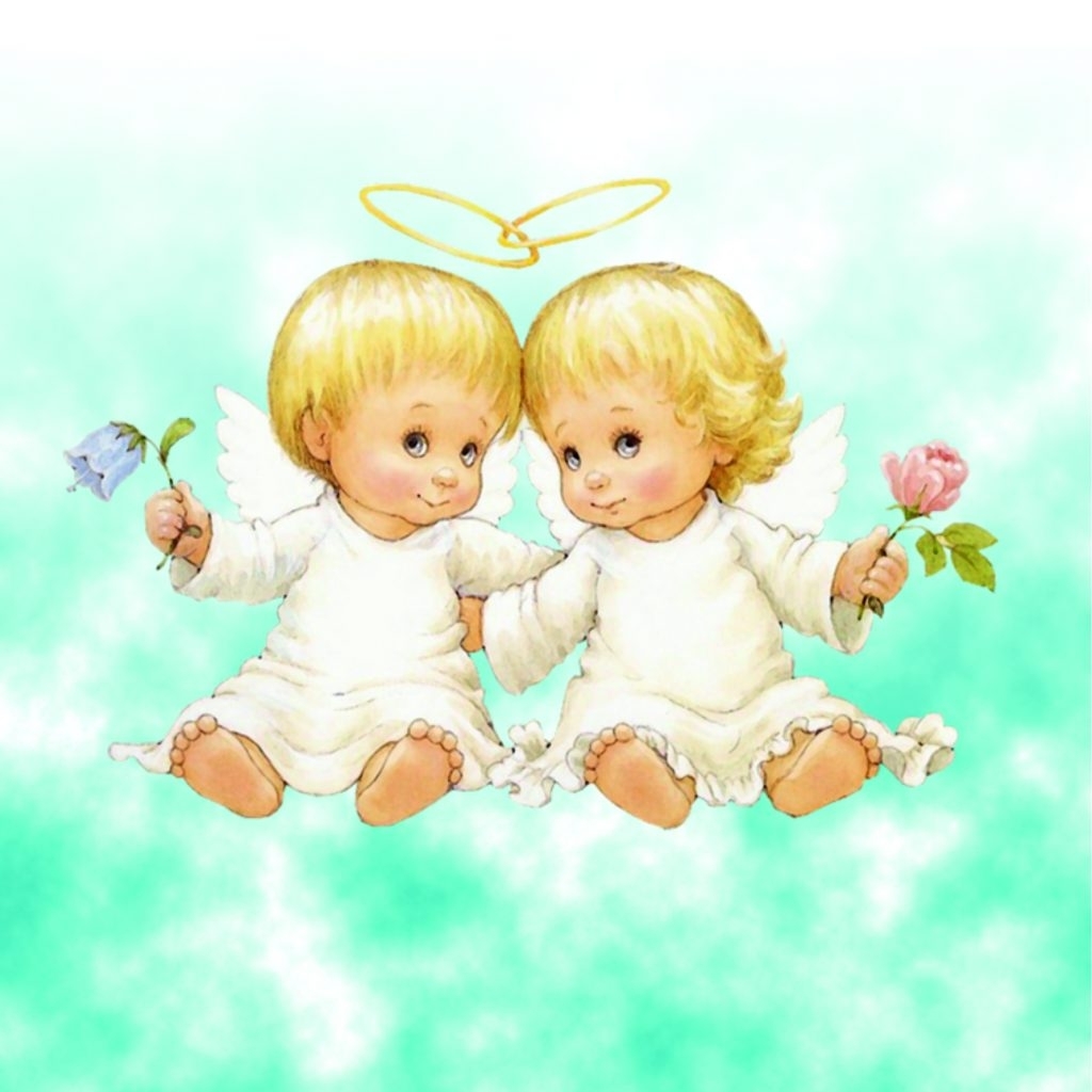 С днем рождения картинки двойняшкам мальчикам. Ангелочки. Ангелочки двойняшки. Ангелы близняшки. Ангелочки мальчик и девочка.