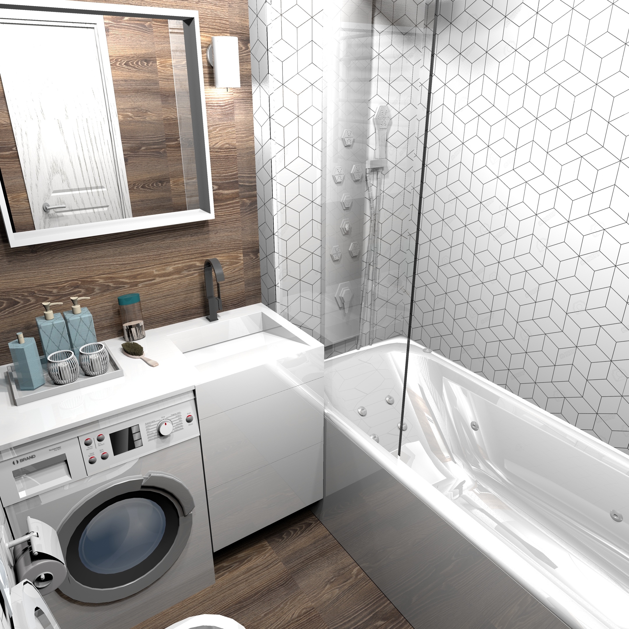 дизайн ванной комнаты маленькой площади без унитаза со стиральной машиной