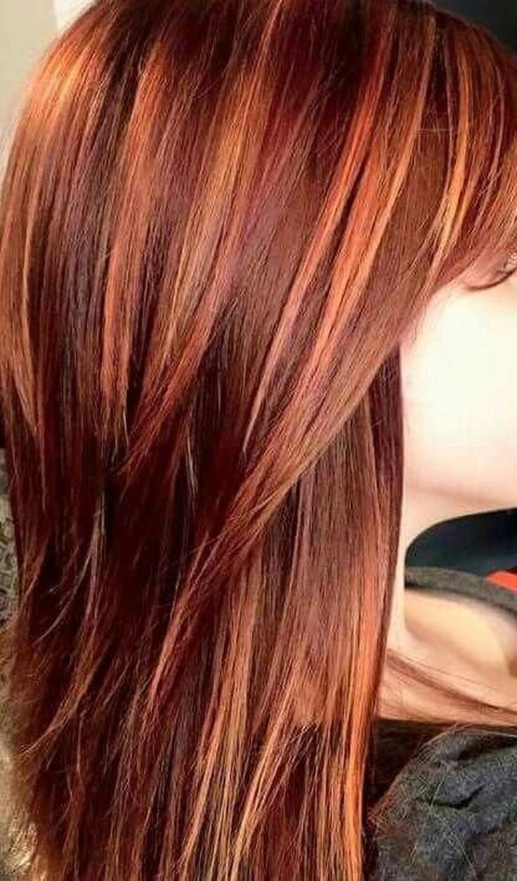 Рыжее мелирование на темные волосы