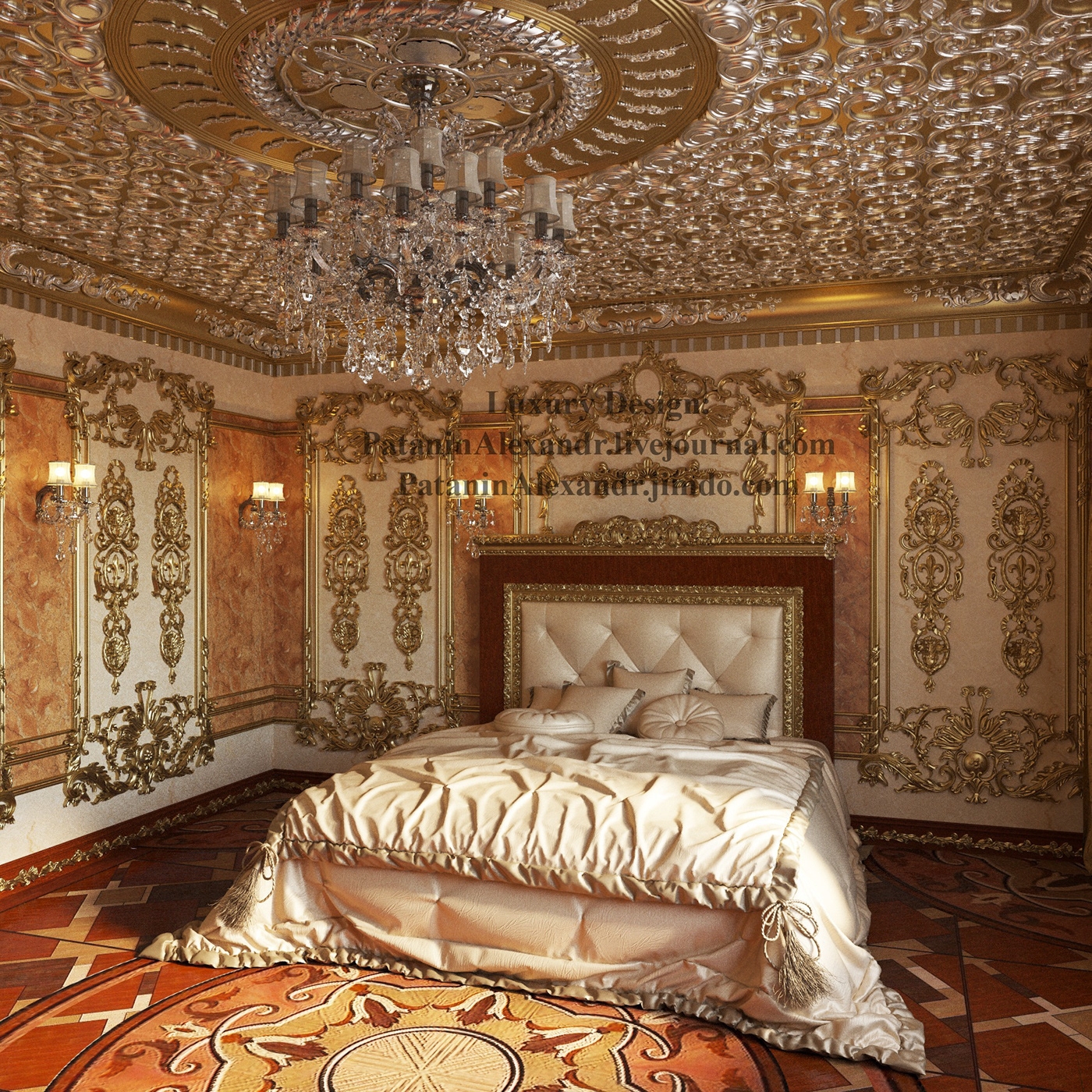 потолки в спальне в стиле барокко