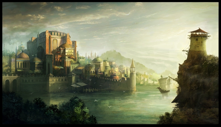 Средневековый город арт
