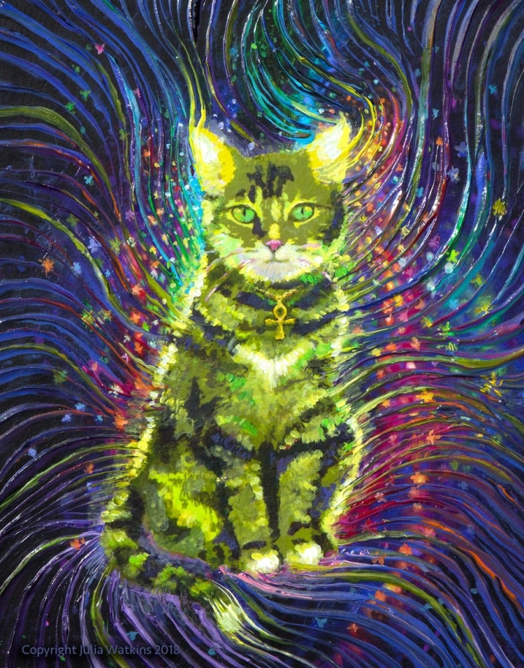 Кот зеленого цвета