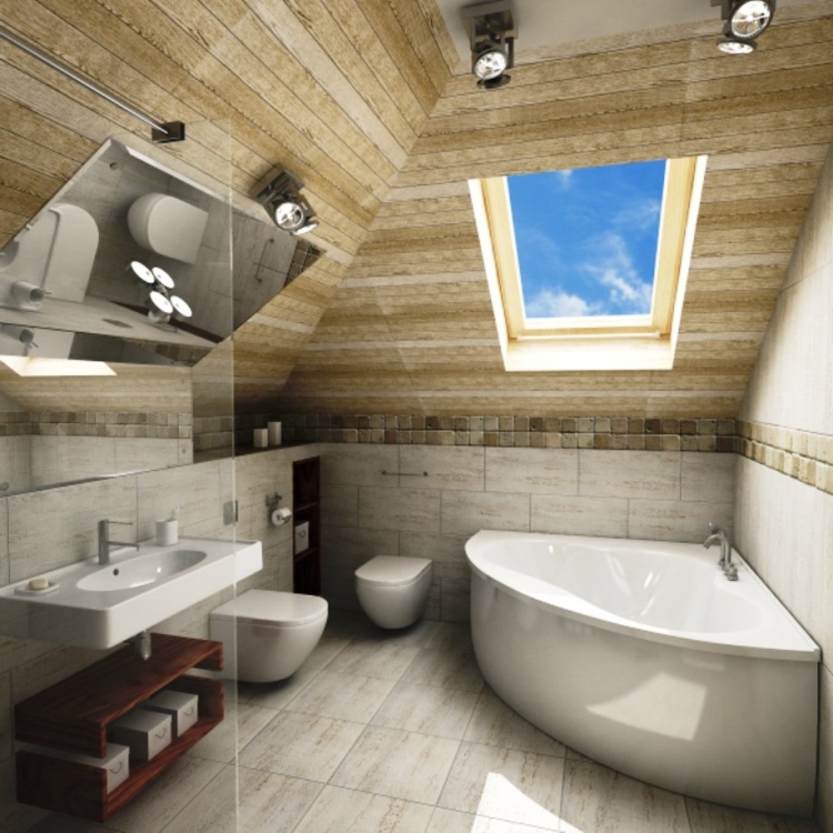 Ванная комната на мансардном этаже
