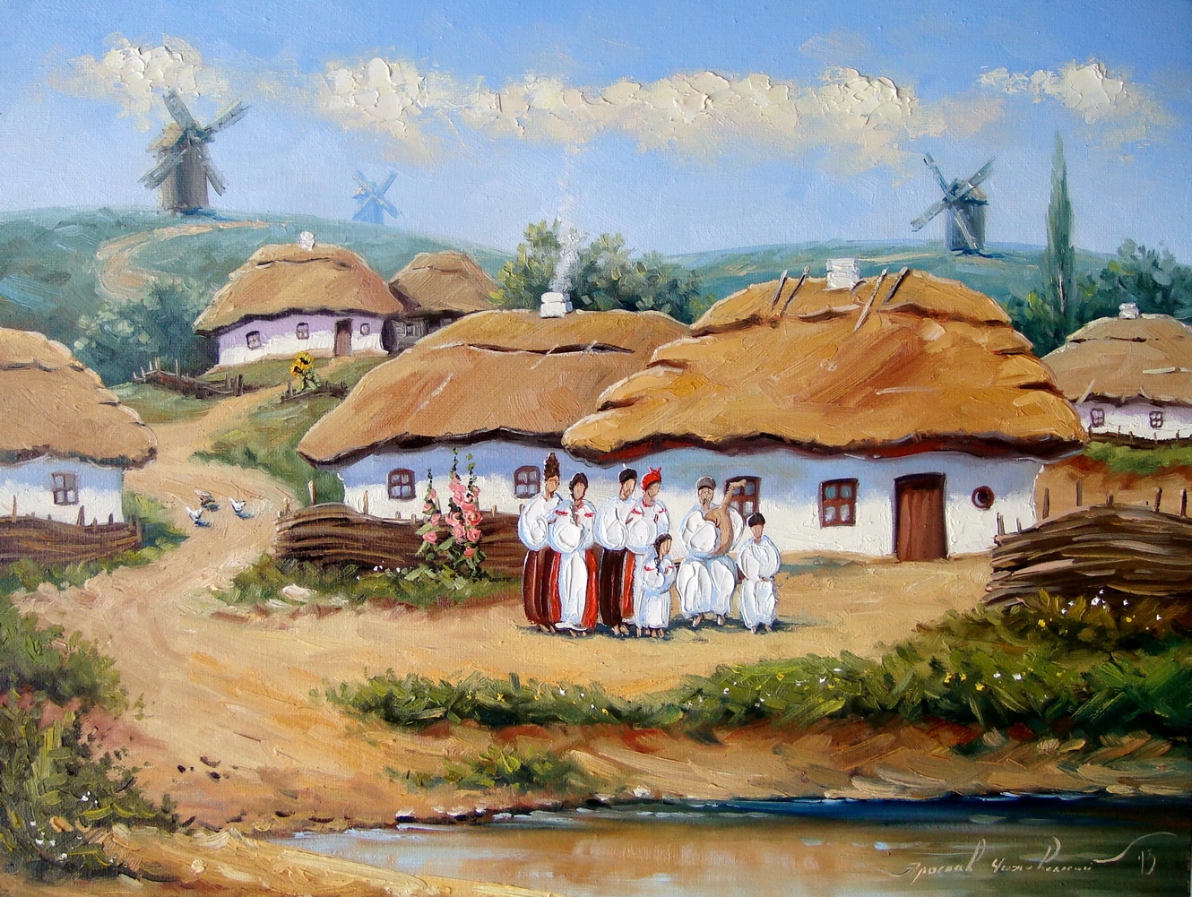 Хата 7 2. Деревня Казачья Хутор курень. Украинские хаты-мазанки живопись.