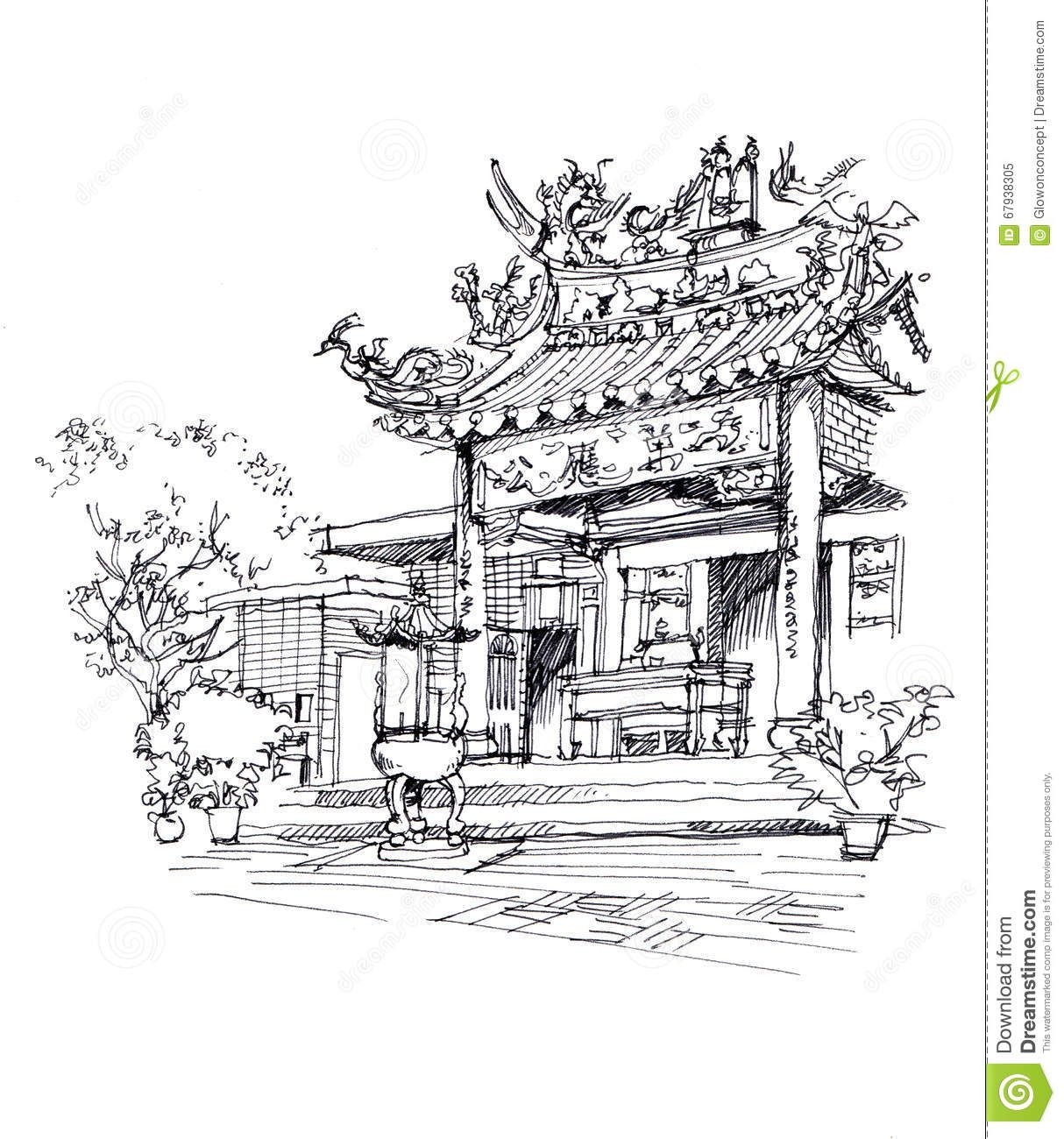 Архитектура в японском стиле рисунок