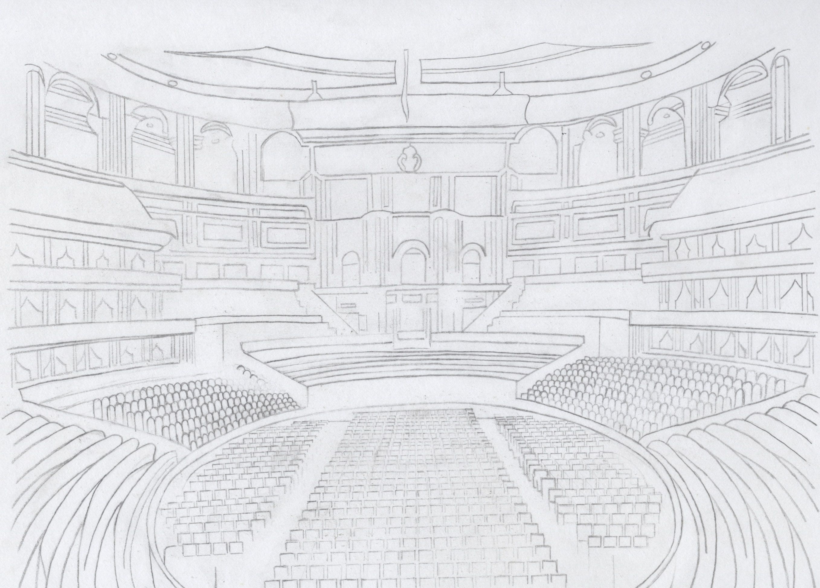 Рисунок зала. Сцена театра скетч. Эскиз театрального зала. Театральный зал рисование. Эскизы концертного зала.