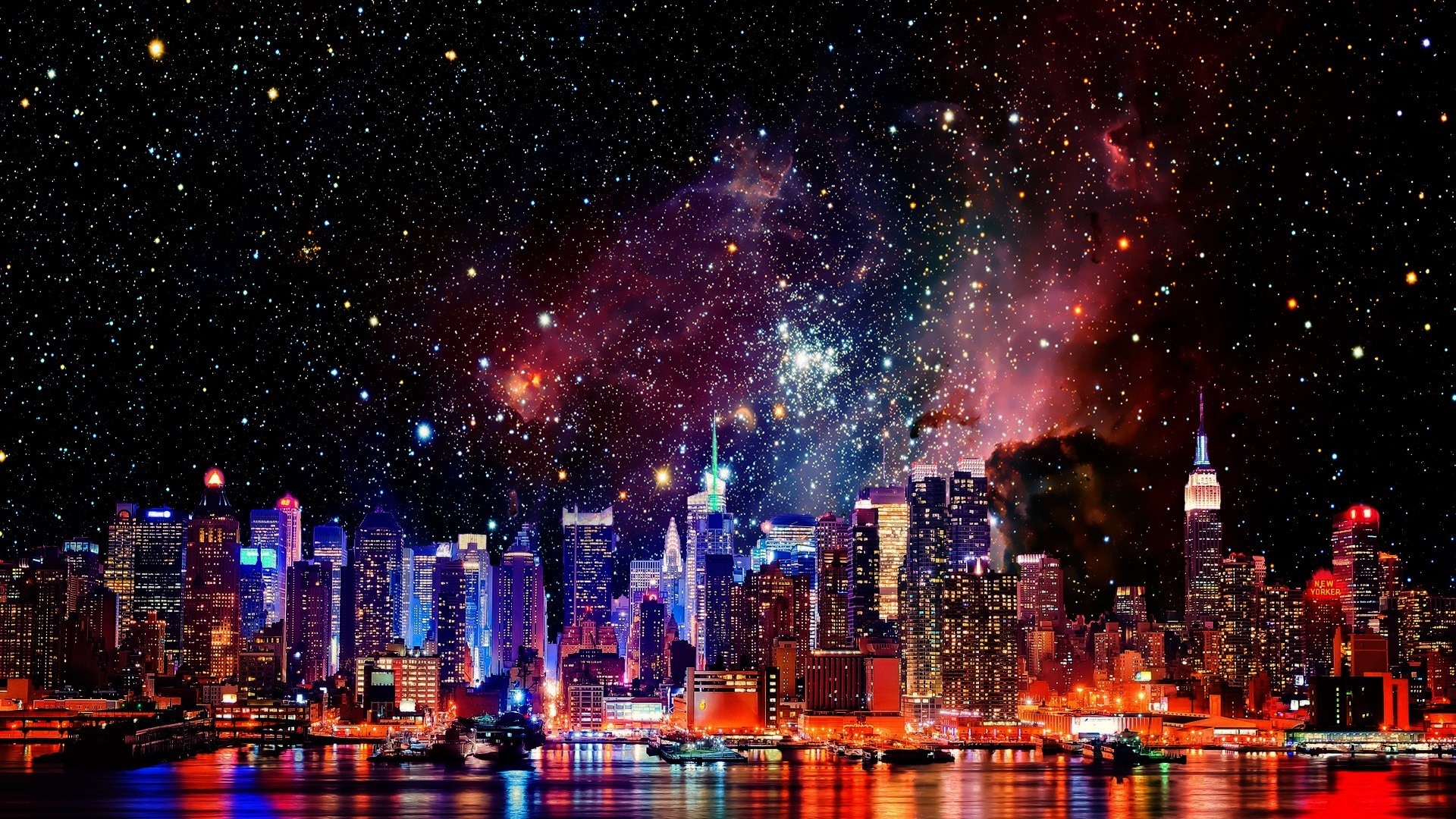 фото большого города ночью