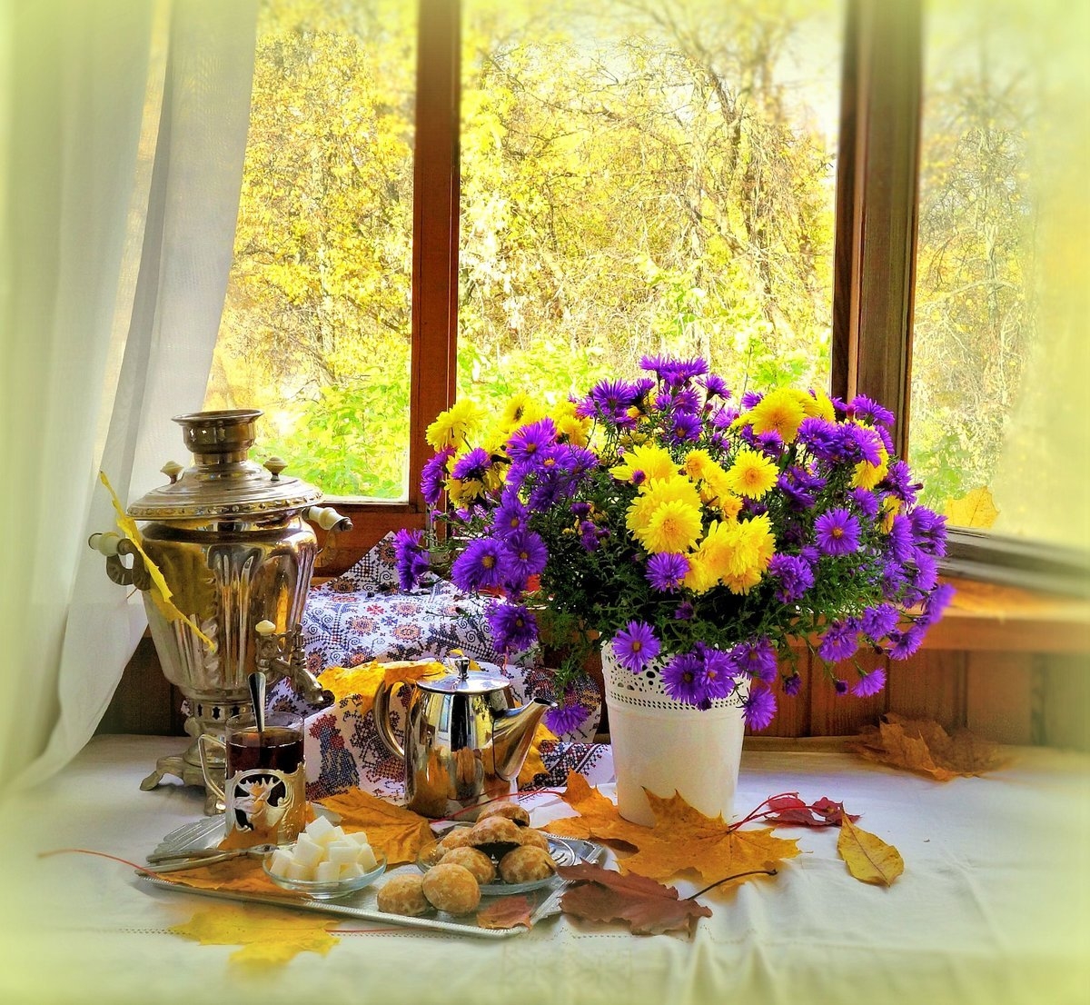 Осеннее утро картинки красивые. Осенние цветы на окне. Красивый Солнечный осенний букету. Утренний букет осени. Утренний осенний букет.