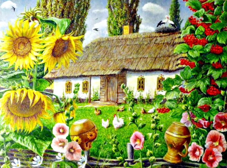 Украинские пейзажи деревни