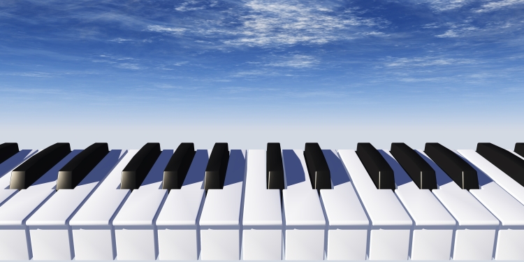Фон с клавишами и нотами