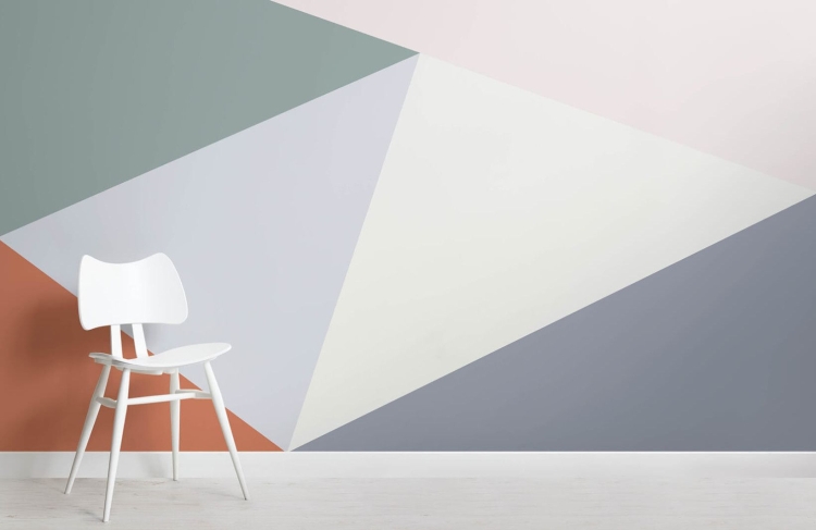 Покраска стен геометрия в гостиной