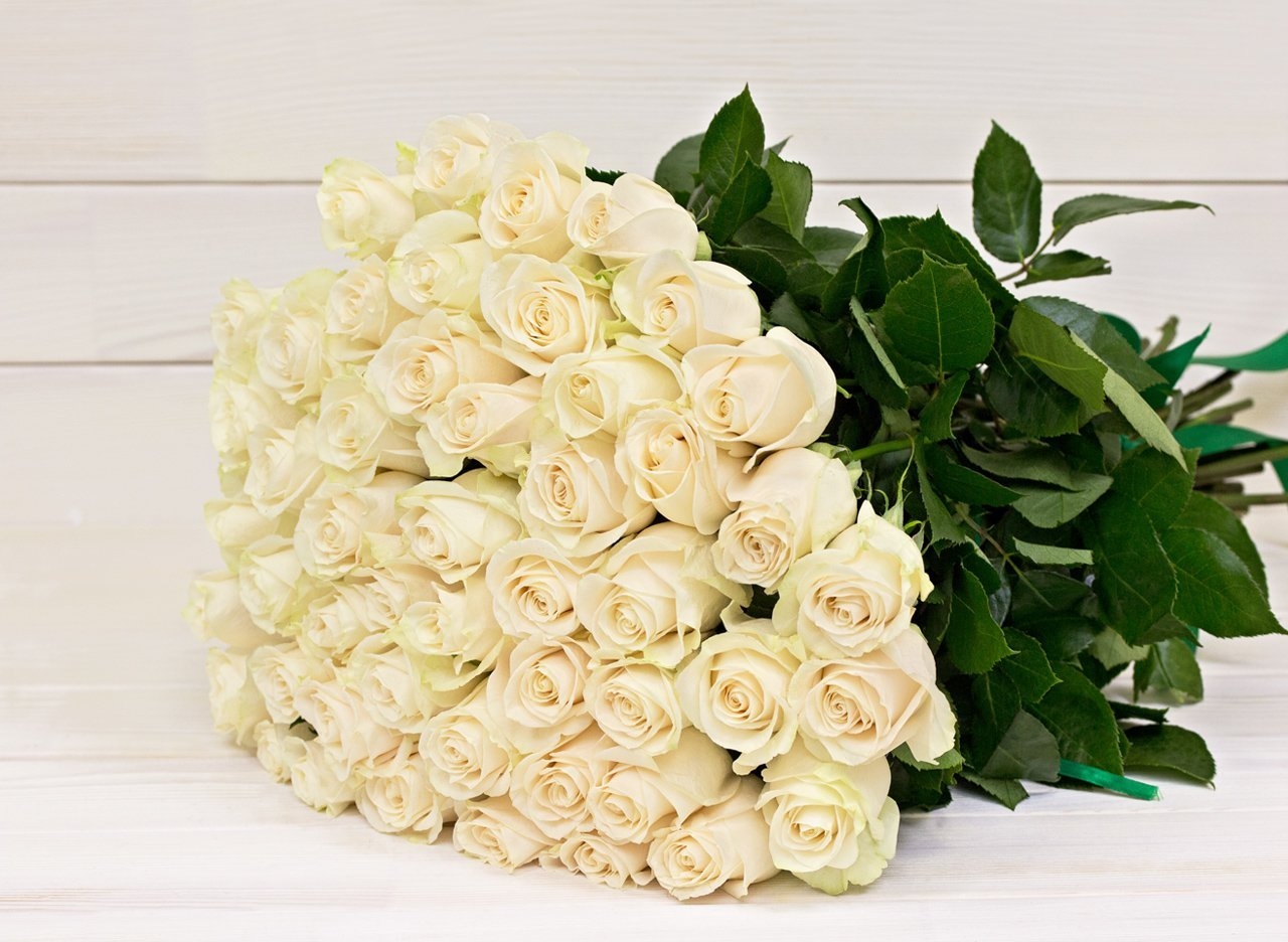 Красивый букет белых роз с днем рождения - 81 фото