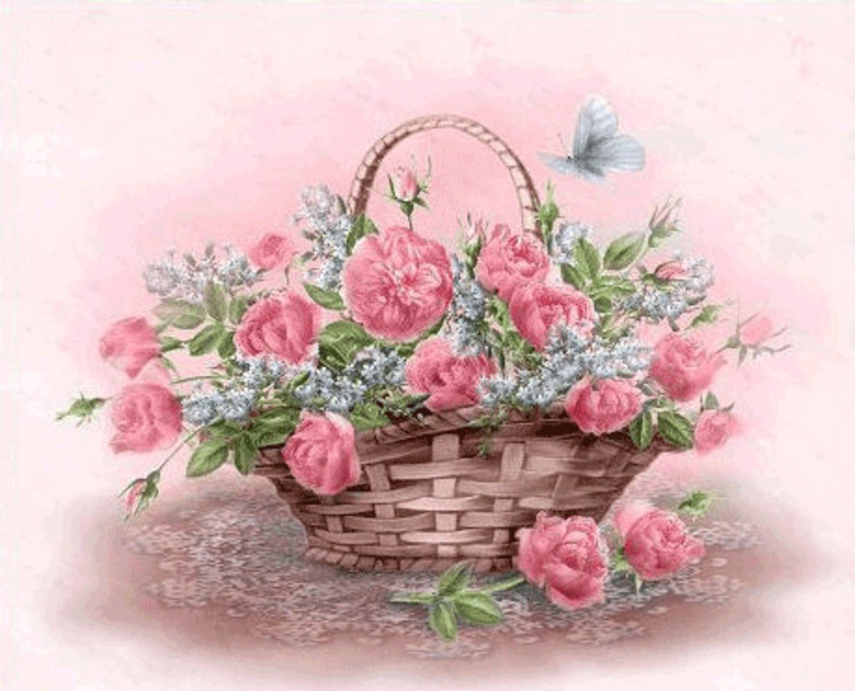 Нежная открытка с днем рождения для женщины. Открытки с цветами красивые. Корзина цветов. Корзина с цветами. Красивые корзины с цветами.