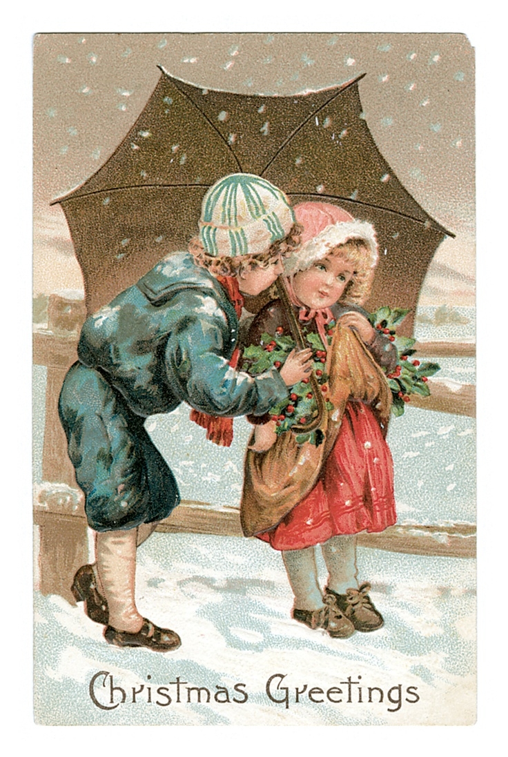 Ретро открытки зима дети