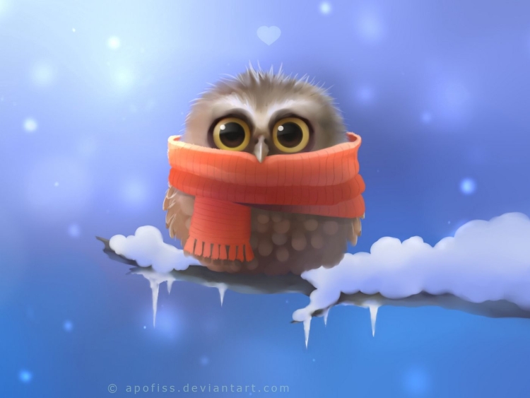 Совенок в шарфе
