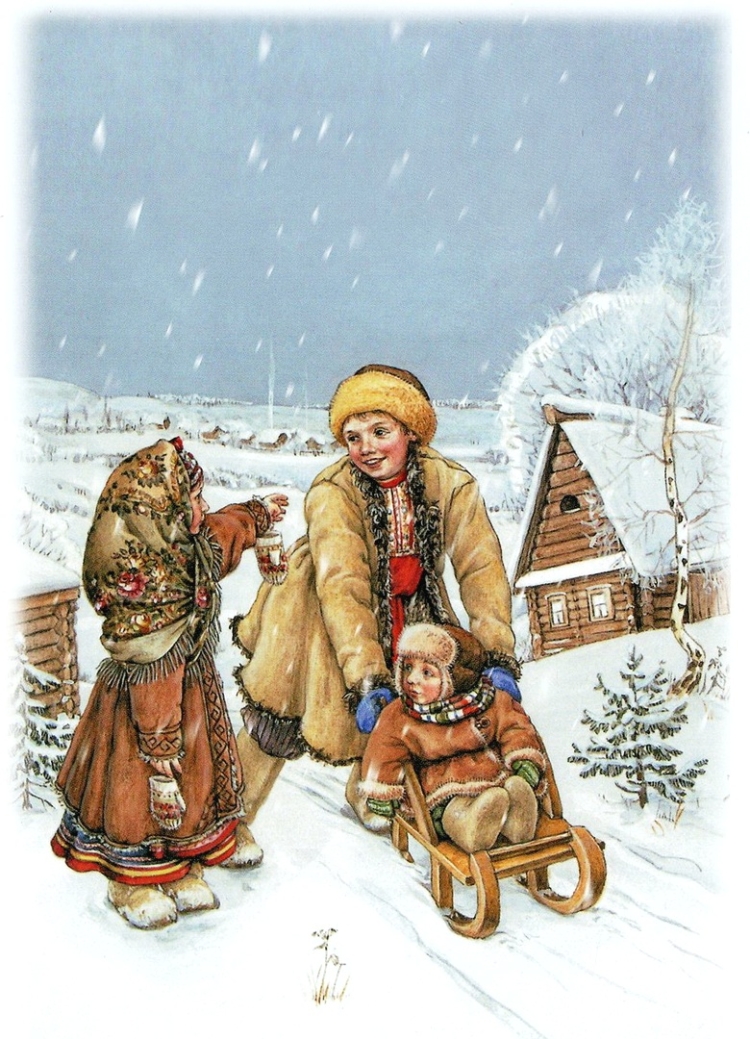 Старинные открытки зимние