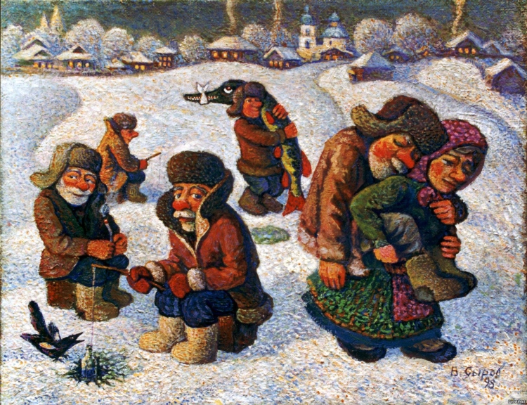 Новогодние открытки рыбакам