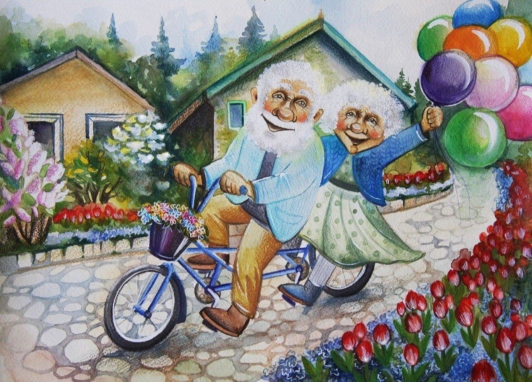 Бабушка рядышком с дедушкой