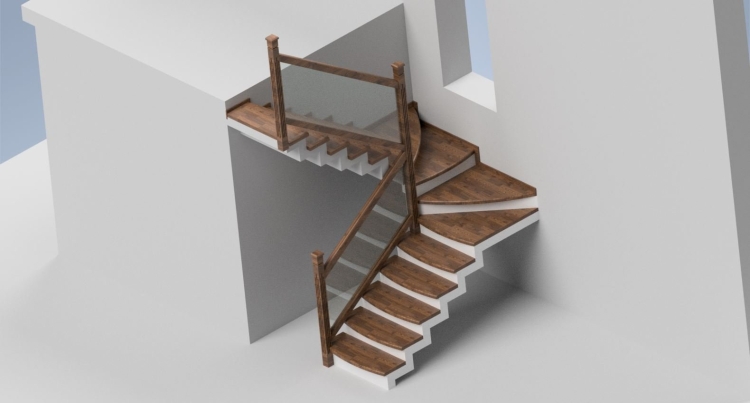 П образная лестница с забежными ступенями