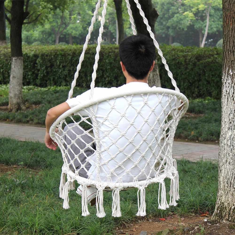 Плетеное кресло гамак из обручей