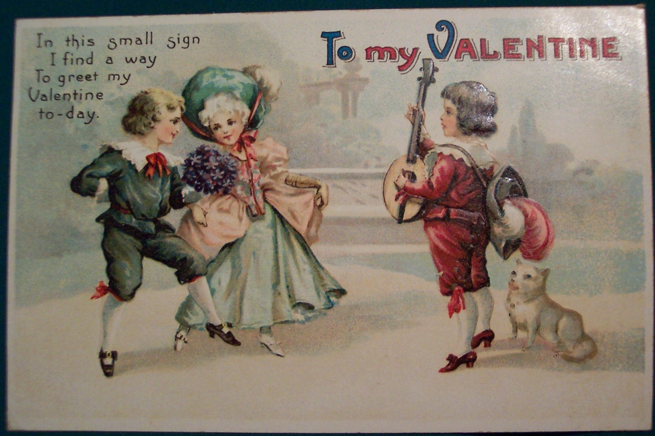 Ретро открытка с Днем Святого Валентина