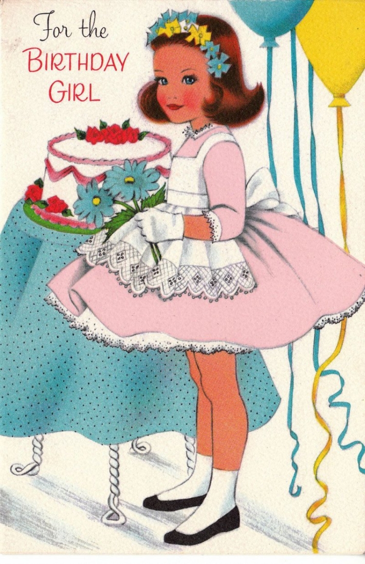 Винтажные открытки с днем рождения девочки