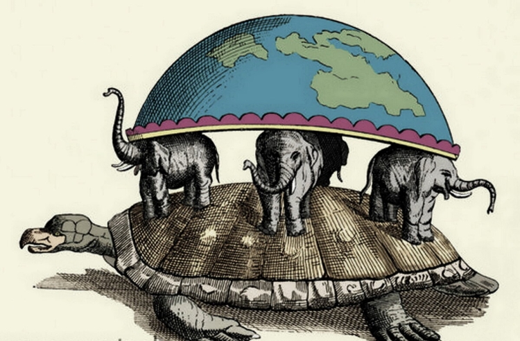 Рисунок слоны на черепахе