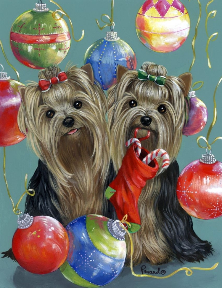Новогодние открытки с йоркширскими терьерами