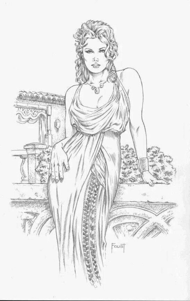 Богиня афродита карандашом