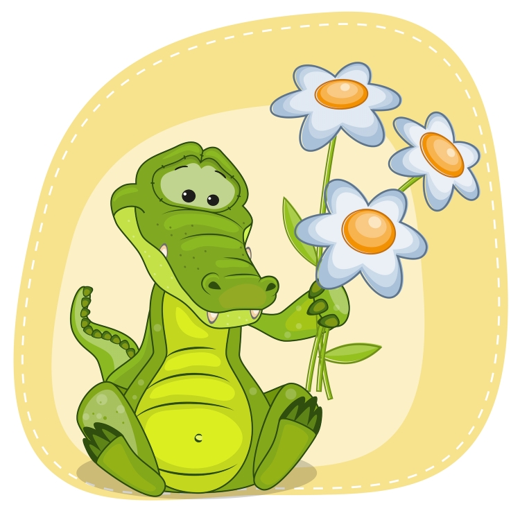 Крокодильчик с цветами