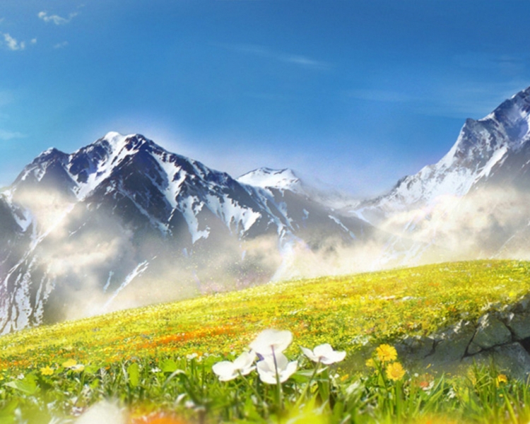 Светлое небо в горах