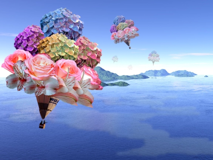 Красивые цветы в воздухе