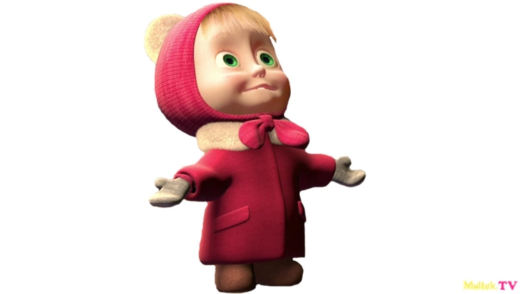 Маша и медведь Маша на белом фоне