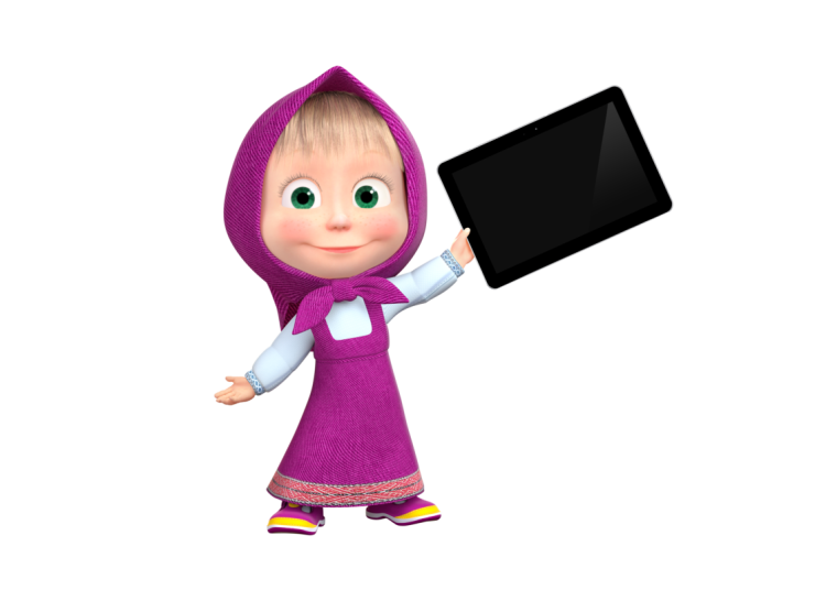 Маша и медведь Маша на белом фоне