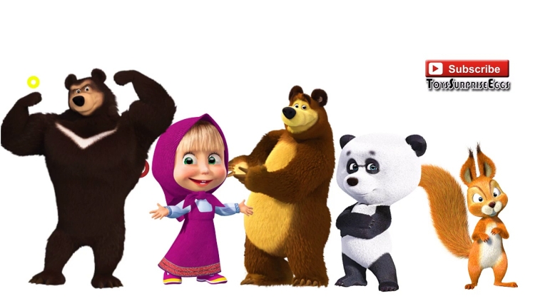 Маша и медведь герои на белом фоне