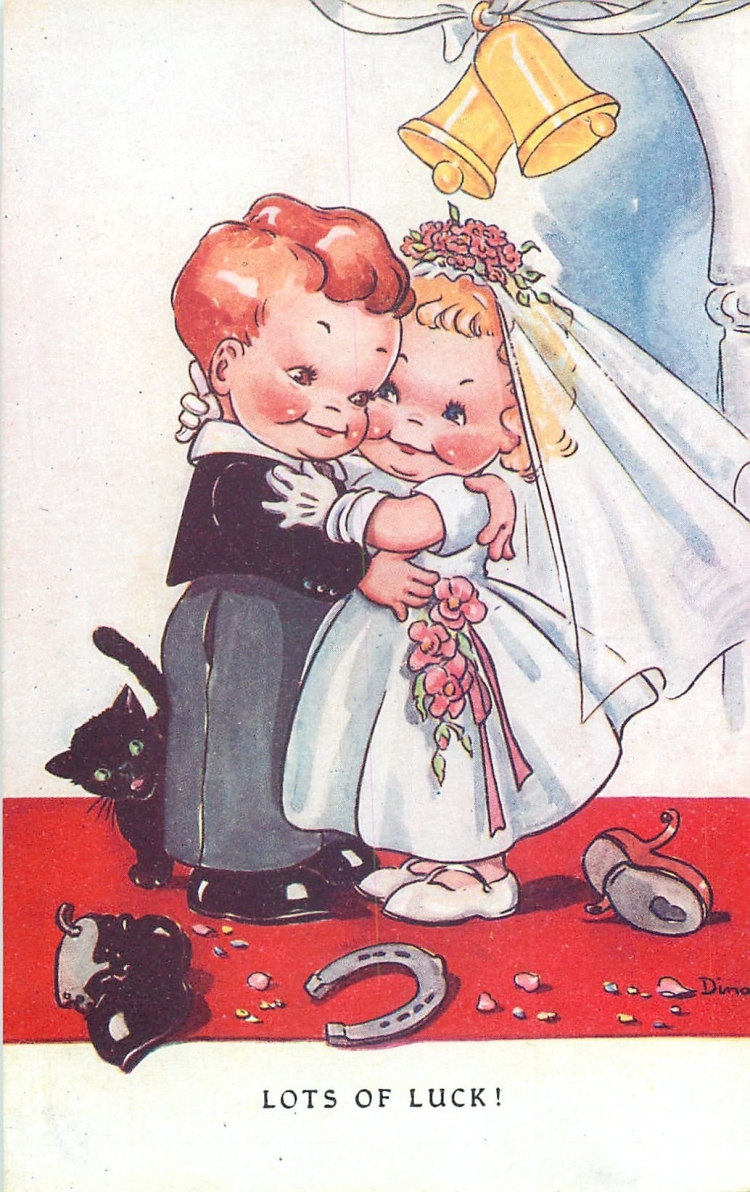 С днём свадьбы открытки старые