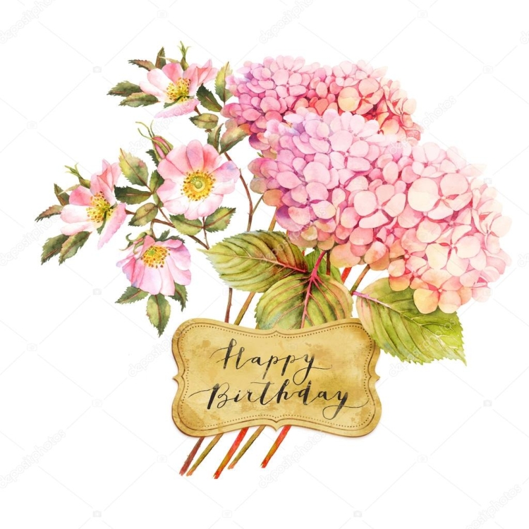 С днём рождения гортензии открытки