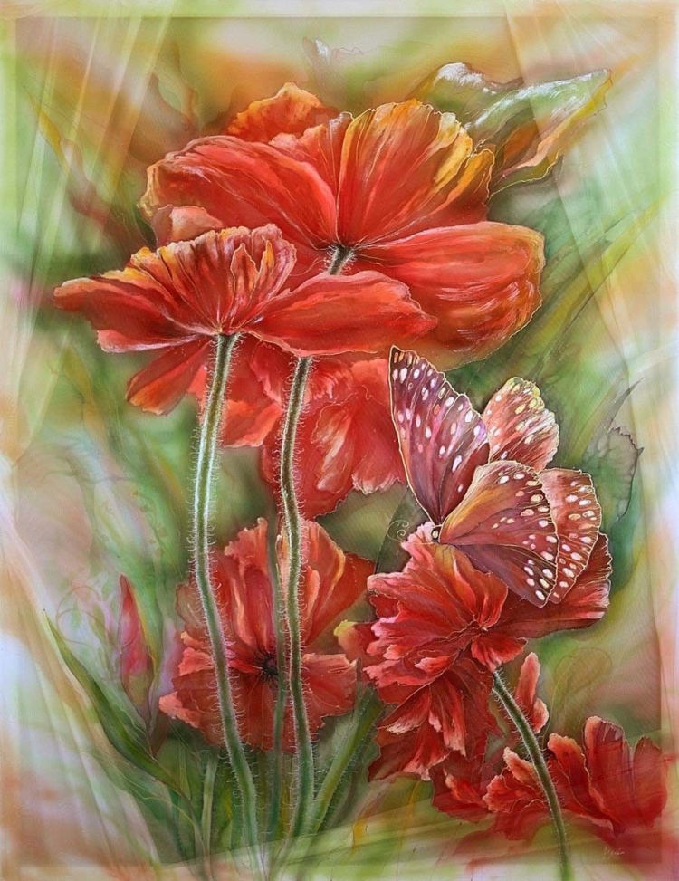 Батик цветы